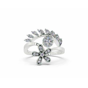 Ring with 0.19ct Marquise Cut diamonds and 0.18ct round diamonds