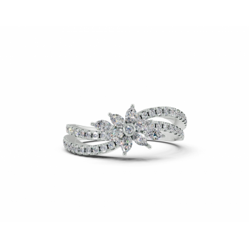 Ring with 0.19ct Marquise Cut diamonds and 0.28ct round diamonds