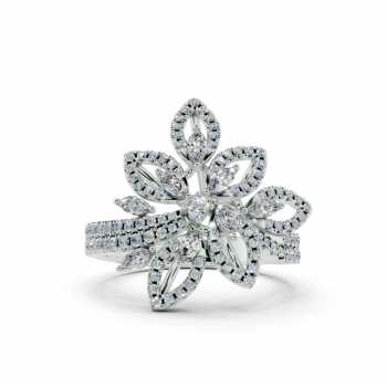 Ring with 0.19ct Marquise Cut diamonds and 0.39ct round diamonds