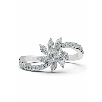 Ring with 0.19ct Marquise Cut diamonds, a 0.07ct Pear Cut diamond and 0.15ct round diamonds