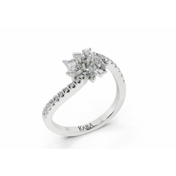Ring with 0.19ct Marquise Cut diamonds, a 0.07ct Pear Cut diamond and 0.15ct round diamonds