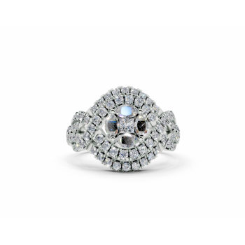 Ring with 0.19ct Marquise Cut diamonds, a 0.07ct Princess Cut diamond and 0.59ct round diamonds