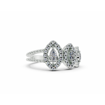 Ring with 0.20ct Marquise Cut diamonds and 0.23ct round diamonds