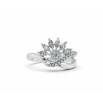 Ring with 0.21ct Marquise Cut diamonds and 0.13ct round diamonds