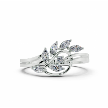 Ring with 0.21ct Marquise Cut diamonds and 0.02ct round diamonds