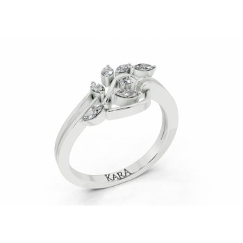 Ring with 0.21ct Marquise Cut diamonds and 0.02ct round diamonds