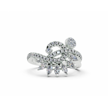 Ring with 0.21ct Marquise Cut diamonds and 0.30ct round diamonds