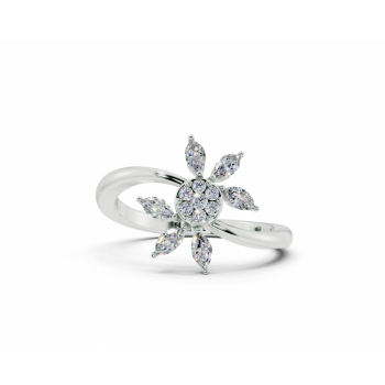 Ring with 0.22 ct Marquise Cut diamonds and 0.07 ct round diamonds