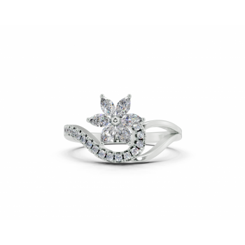 Ring with 0.22 ct Marquise Cut diamonds and 0.10 ct round diamonds