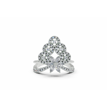 Ring with 0.22 ct Marquise Cut diamonds and 0.45 ct round diamonds