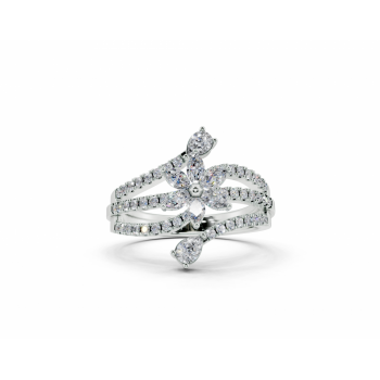 Ring with 0.22ct Marquise Cut diamonds, 0.15ct Pear Cut diamonds and 0.32ct round diamonds
