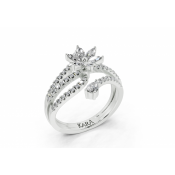 Ring with 0.22ct Marquise Cut diamonds, 0.15ct Pear Cut diamonds and 0.32ct round diamonds