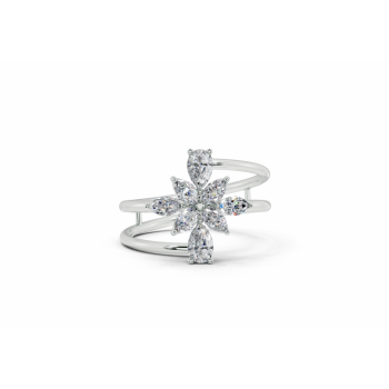 Ring with 0.22ct Marquise Cut diamonds and 0.17ct Pear Cut diamonds