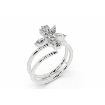Ring with 0.22ct Marquise Cut diamonds and 0.17ct Pear Cut diamonds