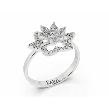Ring with 0.22ct Marquise Cut diamonds and 0.09ct round diamonds 