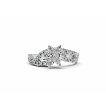 Ring with 0.22ct Marquise Cut diamonds and 0.29ct round diamonds
