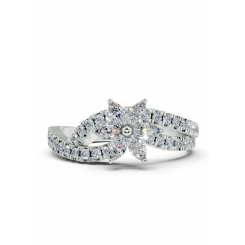 Ring with 0.22ct Marquise Cut diamonds and 0.29ct round diamonds