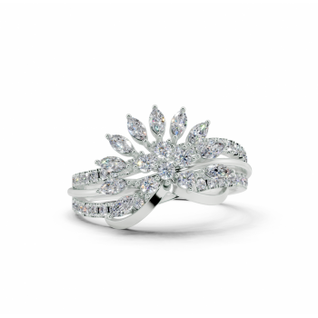 Ring with 0.22ct Marquise Cut diamonds and 0.34ct round diamonds