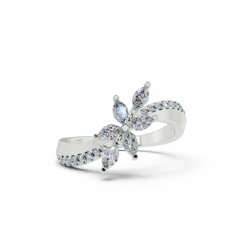 Ring with 0.23 ct Marquise Cut diamonds and 0.13 ct round diamonds