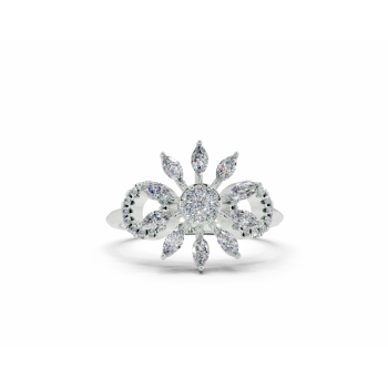 Ring with 0.24ct Marquise Cut diamonds and 0.12ct round diamonds
