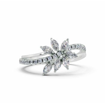 Ring with 0.25ct Marquise Cut diamonds and 0.14ct round diamonds
