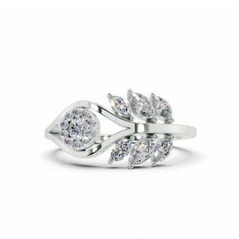 Ring with 0.27 ct Marquise Cut diamonds and 0.14 ct round diamonds