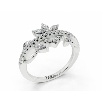 Ring with 0.27ct Marquise Cut diamonds and 0.24ct round diamonds