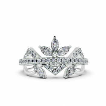 Ring with 0.27ct Marquise Cut diamonds and 0.24ct round diamonds