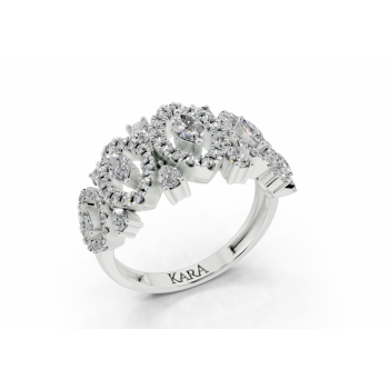 Ring with 0.28ct Marquise Cut diamonds, 0.36ct Pear Cut diamonds and 0.36ct round diamonds
