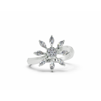 Ring with 0.28ct Marquise Cut diamonds and 0.05ct round diamonds