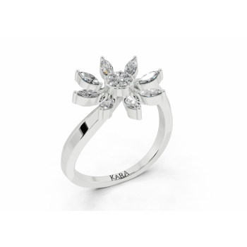 Ring with 0.28ct Marquise Cut diamonds and 0.05ct round diamonds