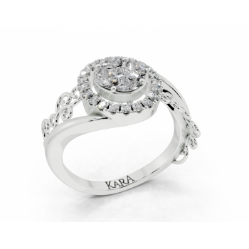 Ring with 0.29ct Marquise Cut diamonds, 0.06ct Princess Cut diamonds and 0.16ct round diamonds