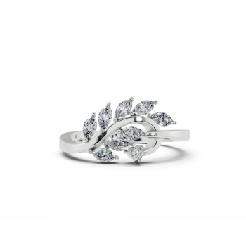 Ring with 0.30 ct Marquise Cut diamonds and 0.02 ct round diamonds