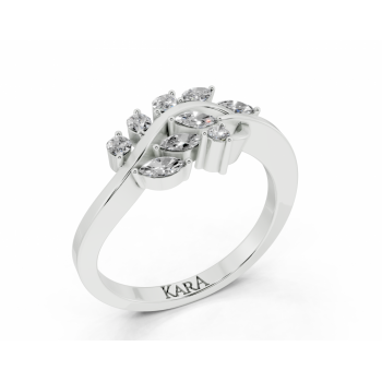 Ring with 0.30 ct Marquise Cut diamonds and 0.02 ct round diamonds