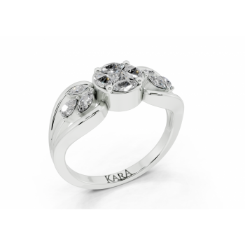 Ring with 0.30ct Marquise Cut diamonds, 0.10ct Pear Cut diamonds and 0.10ct Princess Cut diamonds