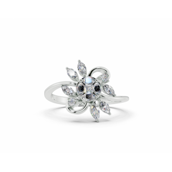 Ring with 0.31ct Marquise Cut diamonds, 0.04ct Princess Cut diamonds and 0.04ct round diamonds