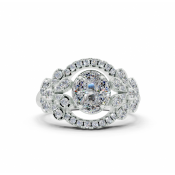 Ring with 0.31ct Marquise Cut diamonds, 0.07ct Princess Cut diamonds and 0.33ct round diamonds