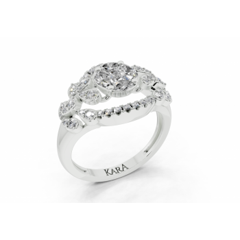 Ring with 0.31ct Marquise Cut diamonds, 0.07ct Princess Cut diamonds and 0.33ct round diamonds