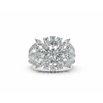 Ring with 0.32ct Marquise Cut diamonds, 0.22ct Pear Cut diamonds and 0.79ct round diamonds