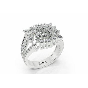 Ring with 0.32ct Marquise Cut diamonds, 0.22ct Pear Cut diamonds and 0.79ct round diamonds