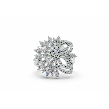 Ring with Marquise Cut diamonds of 0.82 ct and round diamonds of 0.33 ct