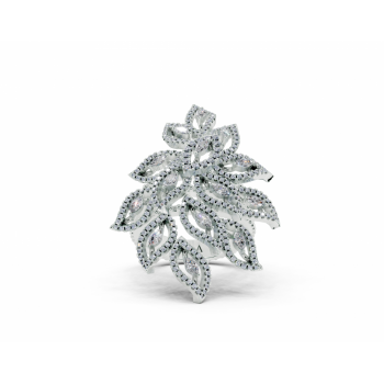 Ring with 0.33ct Marquise Cut diamonds and 0.63ct round diamonds