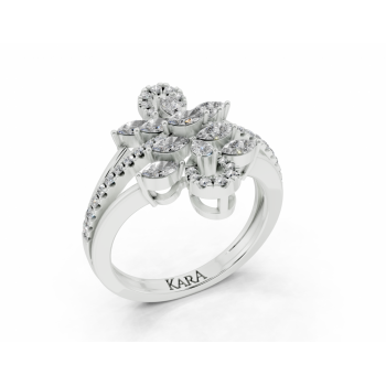 Ring with 0.34ct Marquise Cut diamonds, 0.08ct Pear Cut diamonds and 0.17ct round diamonds
