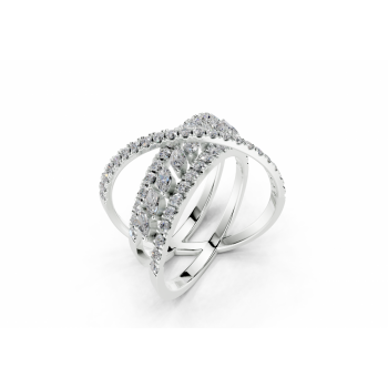 Ring with 0.34ct Marquise Cut diamonds and 0.78ct round diamonds