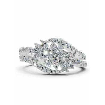 Ring with 0.36ct Marquise Cut diamonds and 0.31ct round diamonds