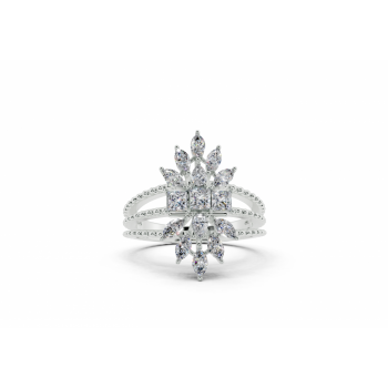 Ring with 0.37ct Marquise Cut diamonds, 0.36ct Princess Cut diamonds and 0.10ct Pear Cut diamonds