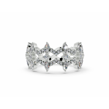 Ring with 0.42ct Marquise Cut diamonds and 0.25ct round diamonds