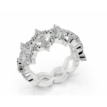 Ring with 0.42ct Marquise Cut diamonds and 0.25ct round diamonds