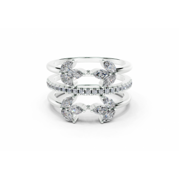 Ring with 0.45ct Marquise Cut diamonds and 0.14ct round diamonds