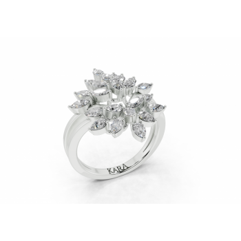 Ring with 0.48ct Marquise Cut diamonds and 0.51ct Pear Cut diamonds